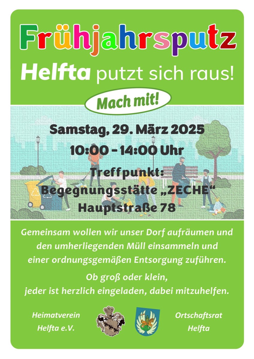 Flyer Frühjahrsputz Helfta 2025 – Helfta putzt sich raus